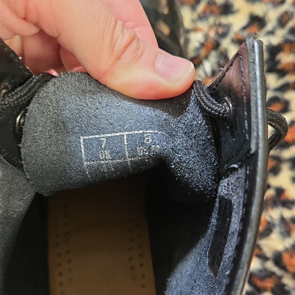 Dr. Martens Black Patent Leather Lace-Up Ankle Boots with Yellow Stitching - Picture 2 of 6